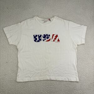 Vintage 2001 USA Fourth of July Target Short Sleeve T-Shirt Boxy Sz Medium Y2K